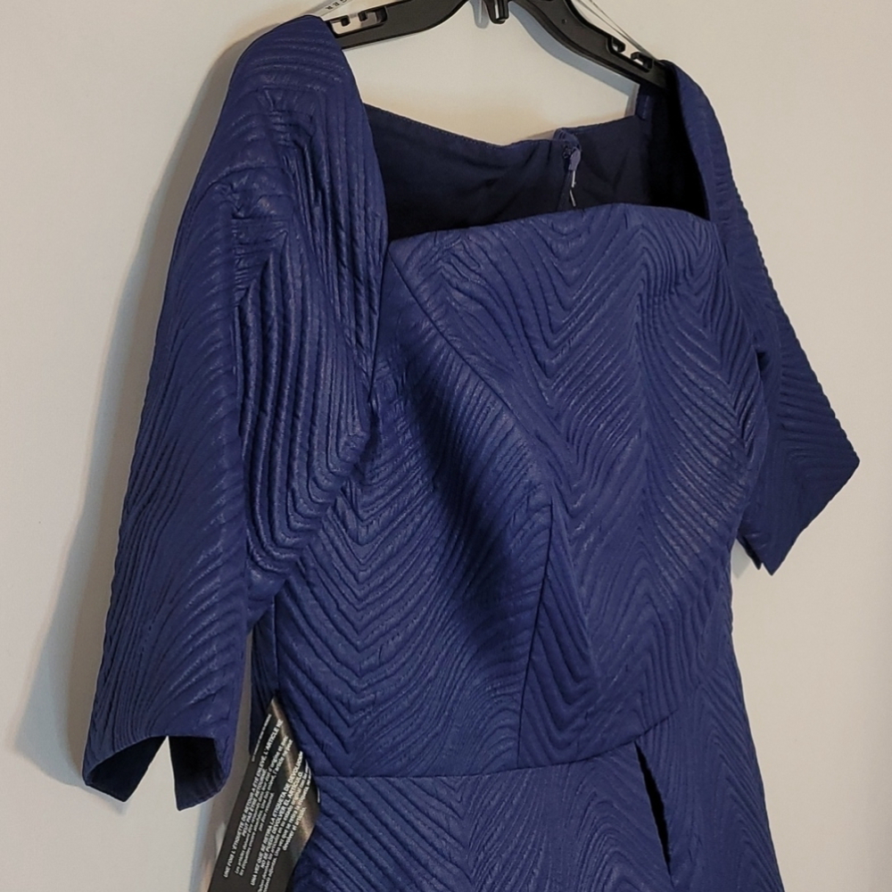 Kay Unger Quilted Jackquard Elbow Sleeve Midi leght Dress - Picture 9 of 15